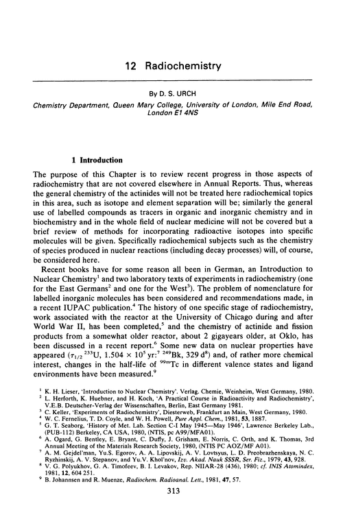 Chapter 12. Radiochemistry