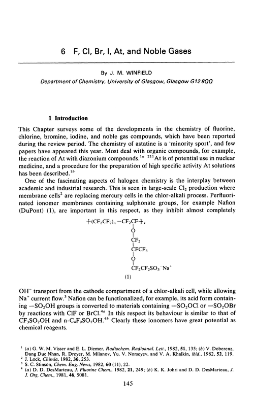 Chapter 6. F, Cl, Br, I, At, and noble gases