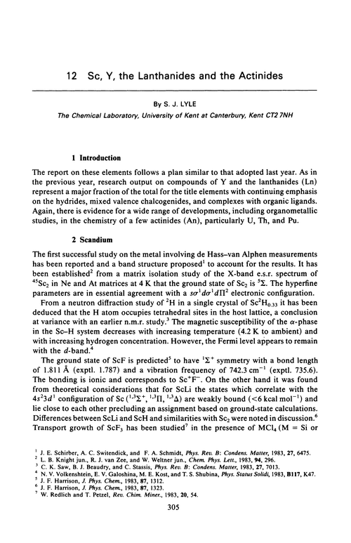 Chapter 12. Sc, Y, the lanthanides and the actinides