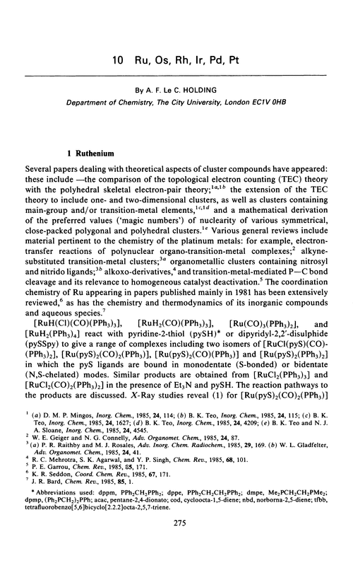 Chapter 10. Ru, Os, Rh, Ir, Pd, Pt