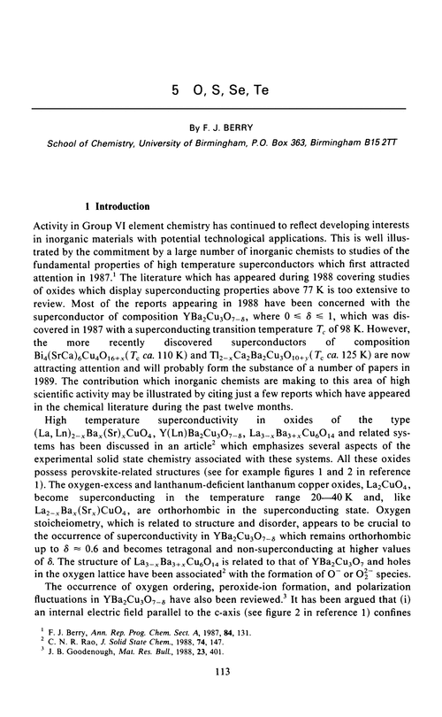 Chapter 5. O, S, Se, Te