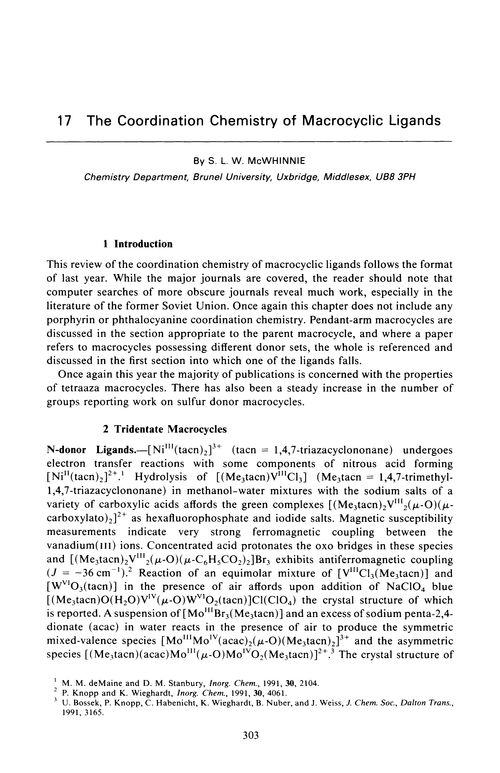 Chapter 17. The coordination chemistry of macrocyclic ligands