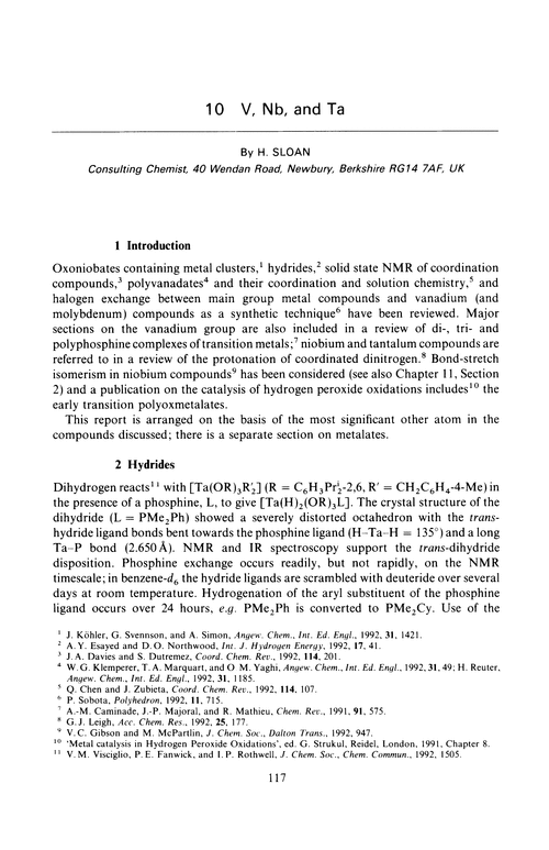 Chapter 10. V, Nb, and Ta