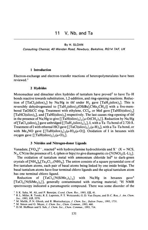 Chapter 11 V Nb And Ta Annual Reports Section A Inorganic Chemistry Rsc Publishing