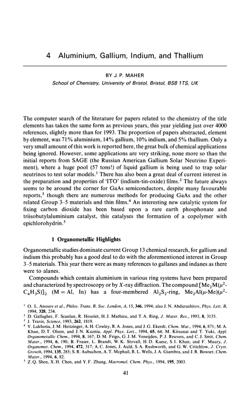 Chapter 4. Aluminium, gallium, indium, and thallium