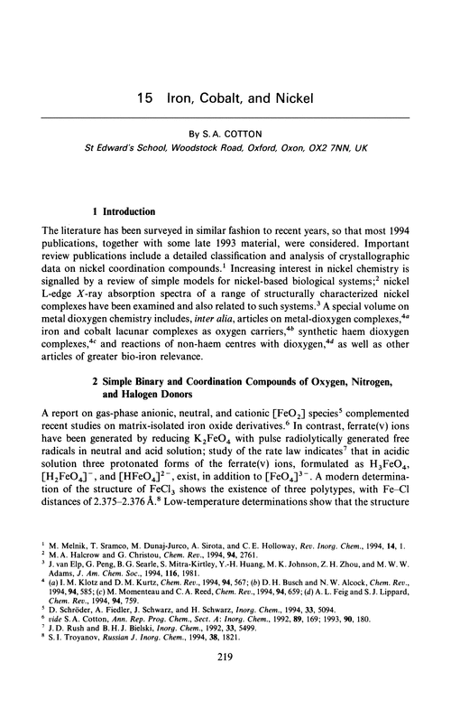 Chapter 15. Iron, cobalt, and nickel