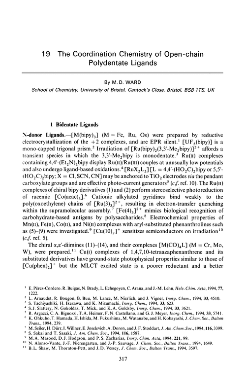 Chapter 19. The coordination chemistry of open-chain polydentate ligands