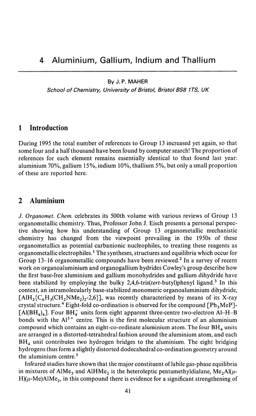 Chapter 4. Aluminium, gallium, indium and thallium