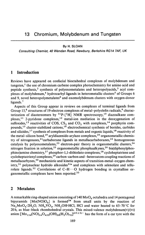 Chapter 13. Chromium, molybdenum and tungsten