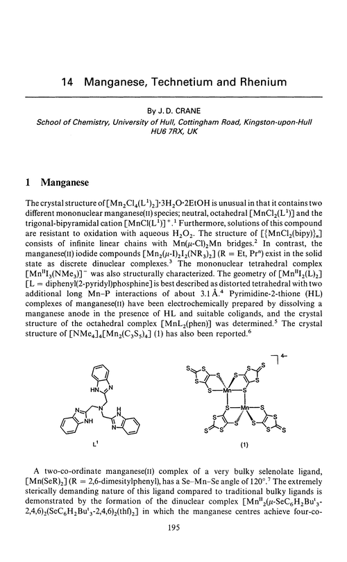 Chapter 14. Manganese, technetium and rhenium