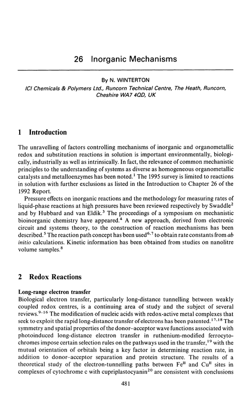 Chapter 26. Inorganic mechanisms