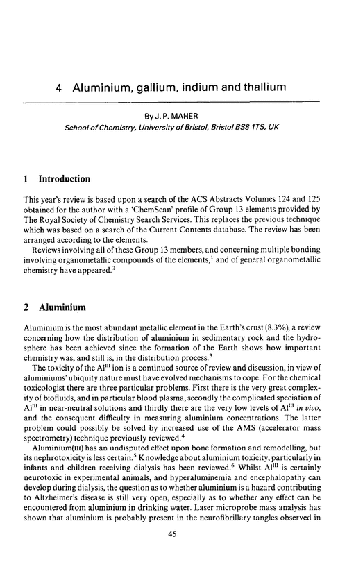 Chapter 4. Aluminium, gallium, indium and thallium