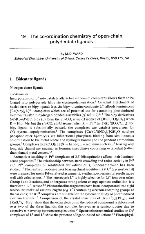Chapter 19. The co-ordination chemistry of open-chain polydentate ligands