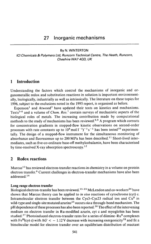 Chapter 27. Inorganic mechanisms