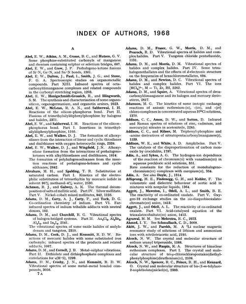 Index of authors, 1968