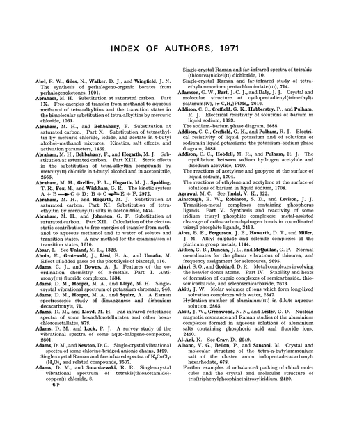 Index of authors, 1971