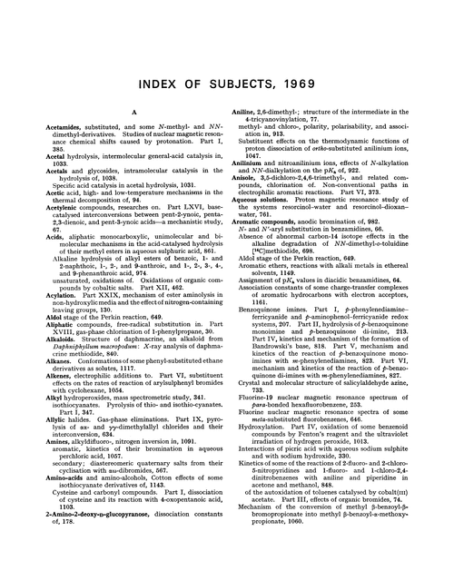 Index of subjects, 1969