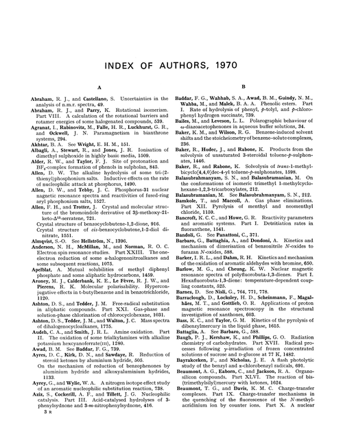 Index of authors, 1970