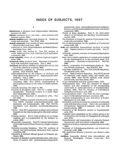 Index of subjects, 1967