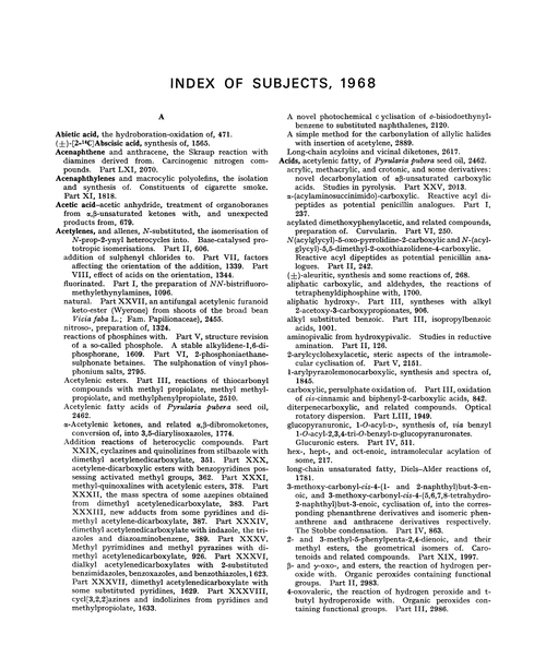 Index of subjects, 1968