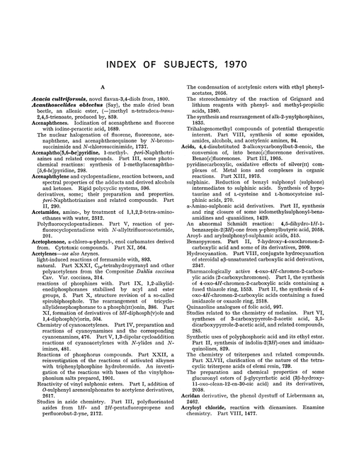Index of subjects, 1970