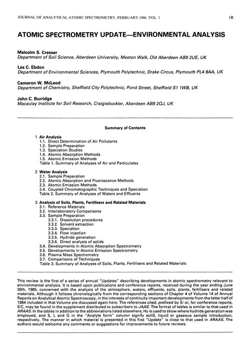 Atomic Spectrometry Update—Environmental Analysis