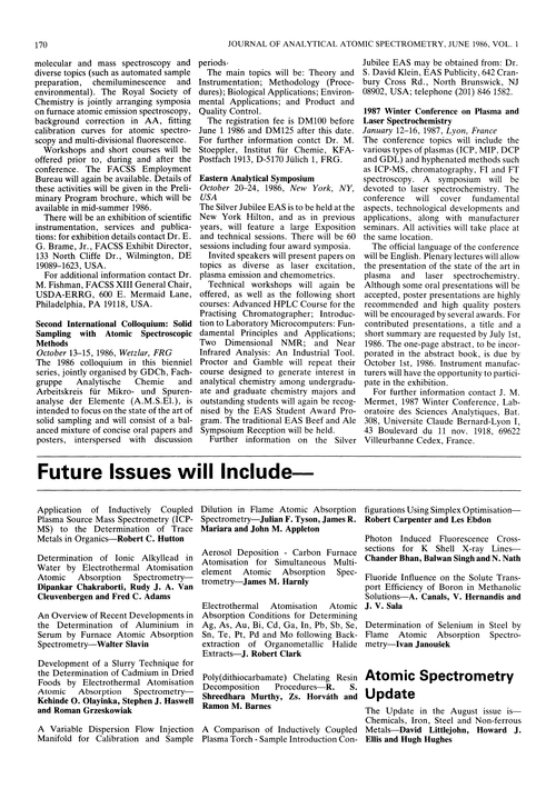 Papers in future issues