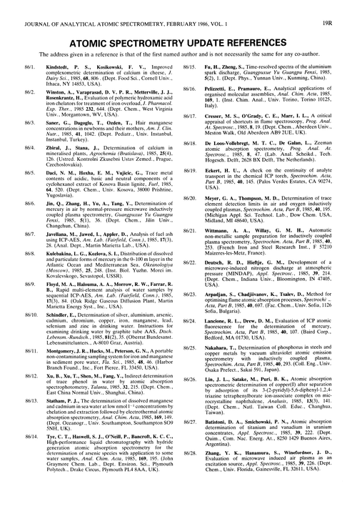 Atomic Spectrometry Update—References