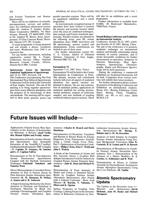 Papers in future issues