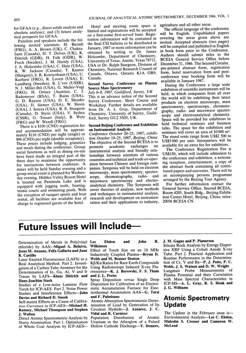 Papers in future issue