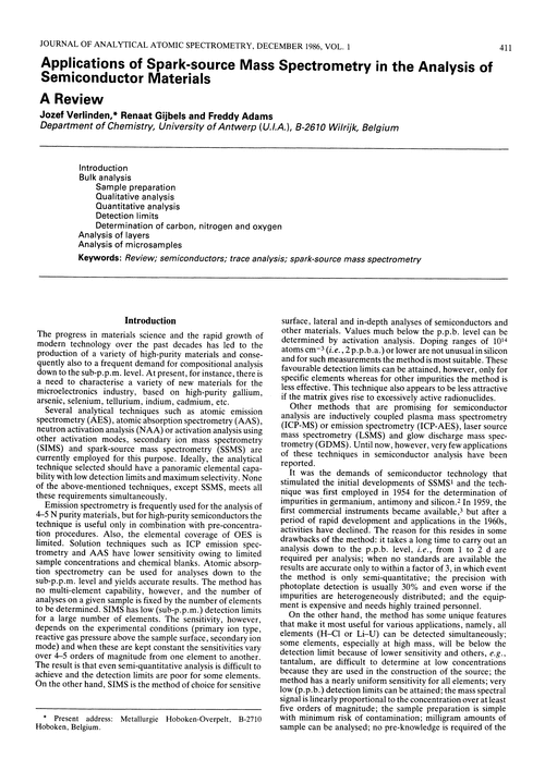 Applications of spark-source mass spectrometry in the analysis of semiconductor materials. A review