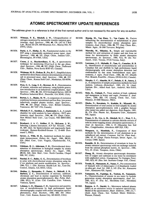 Atomic Spectrometry Update—References