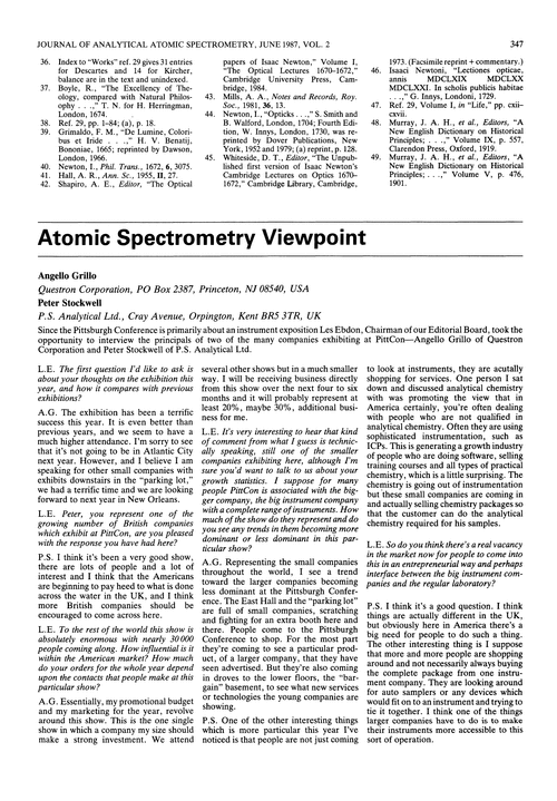 Atomic spectrometry viewpoint Journal of Analytical Atomic