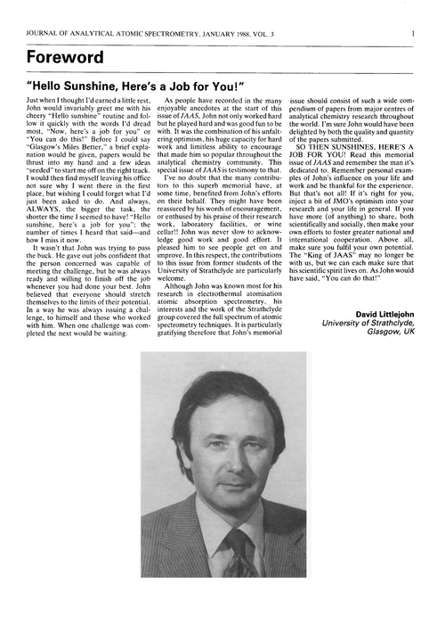 Foreword. “Hello sunshine, here's a job for you!”