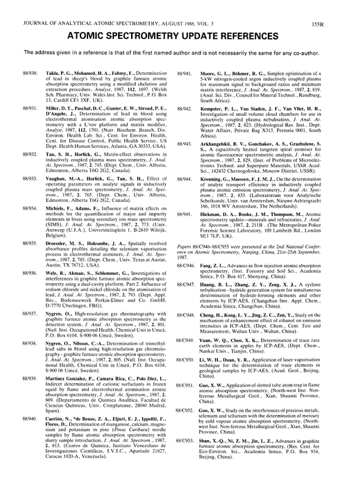 Atomic Spectrometry Update References