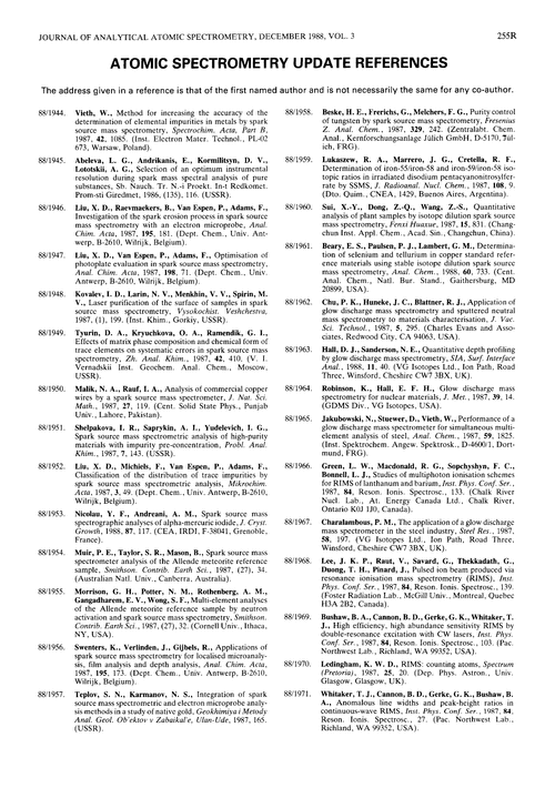 Atomic Spectrometry Update References