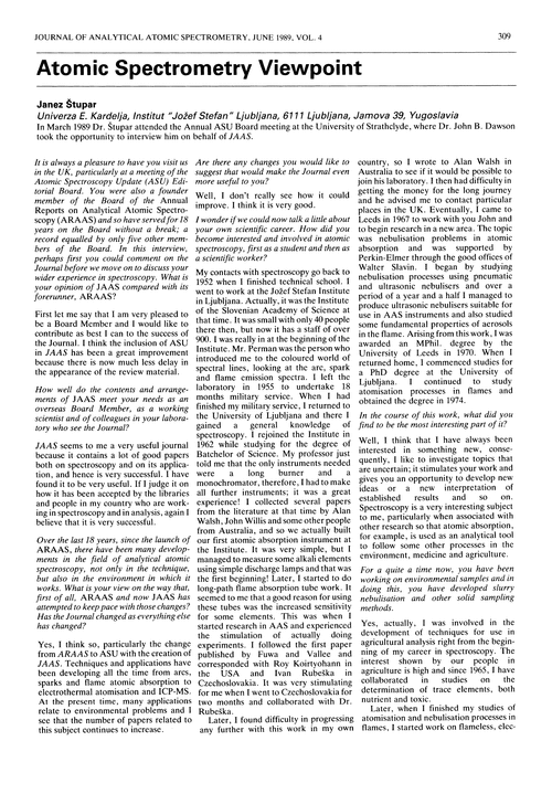 Atomic spectrometry viewpoint
