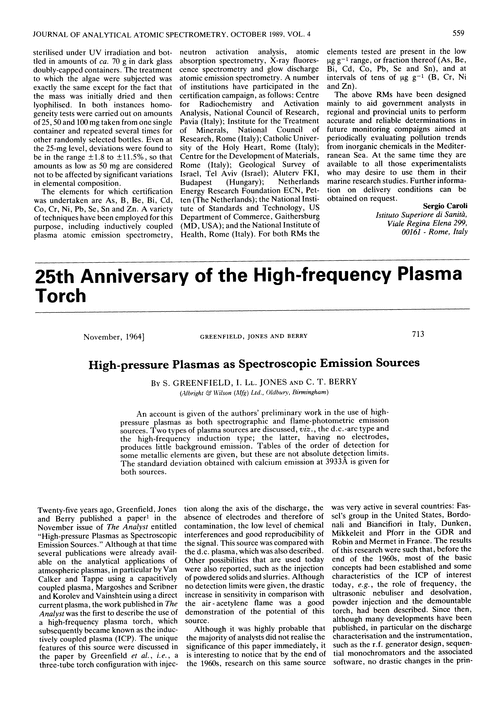 25th Anniversary of the high-frequency plasma torch
