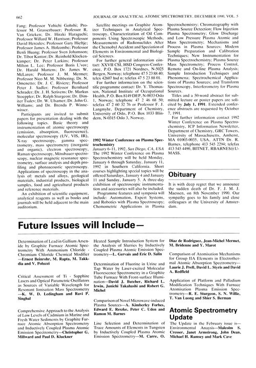 Papers in future issues