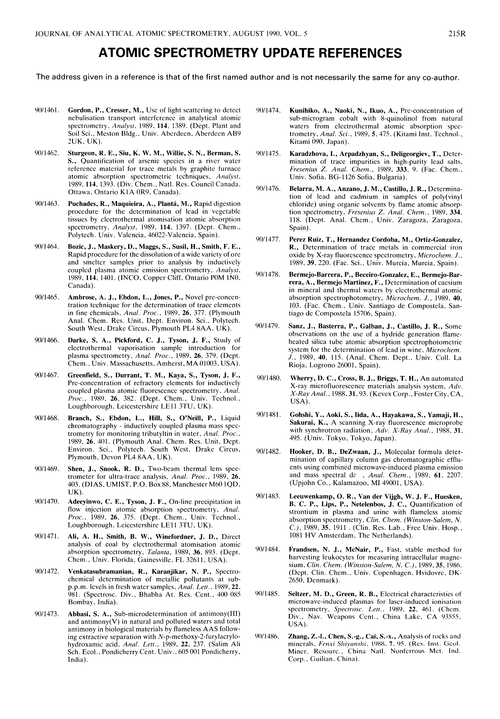 Atomic Spectrometry Update—References