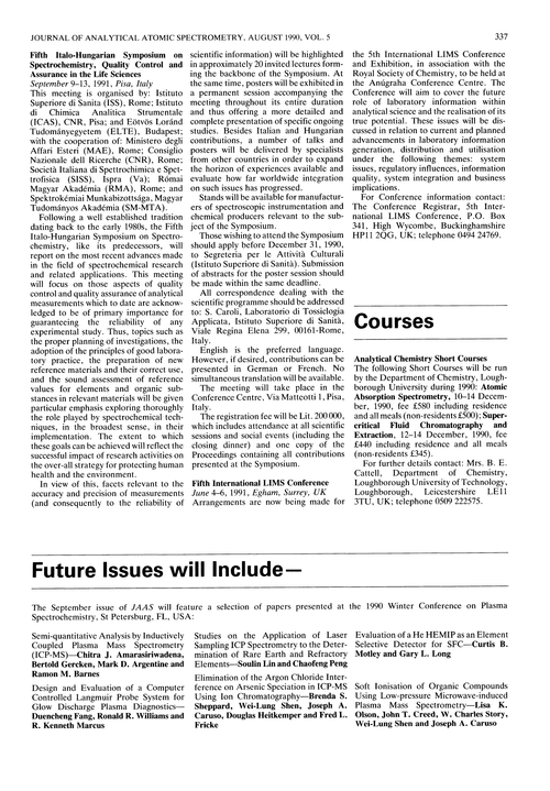 Papers in future issues