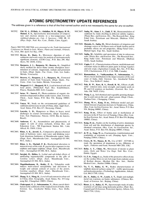 Atomic Spectrometry Update—References
