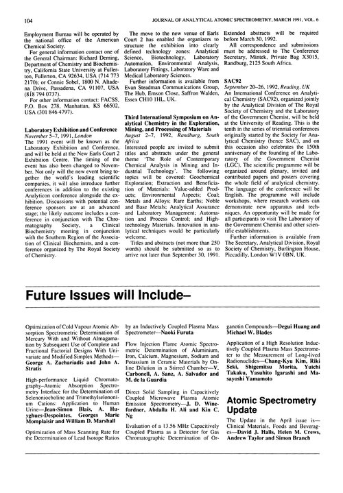 Papers in future issues