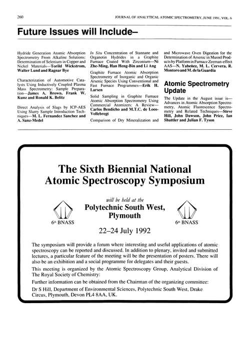 Papers in future issues