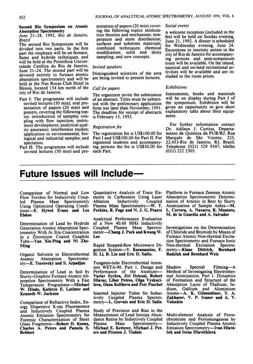 Papers in future issues