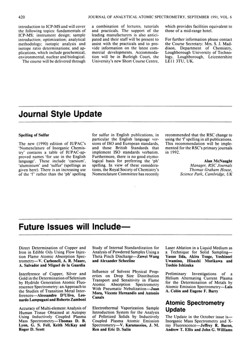Papers in future issues