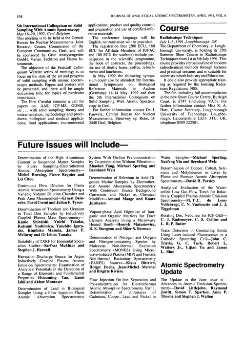 Papers in future issues