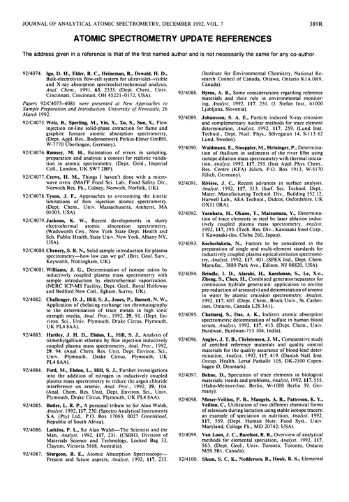 Atomic Spectrometry Update References