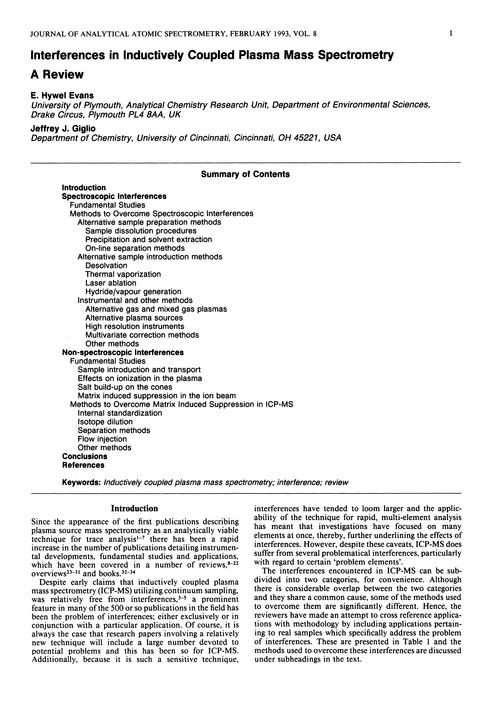 Interferences in inductively coupled plasma mass spectrometry. A review