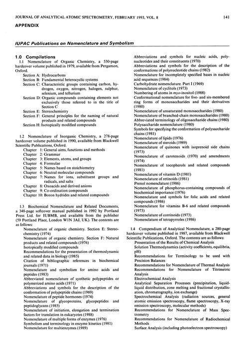 IUPAC publications on nomenclature and symbolism